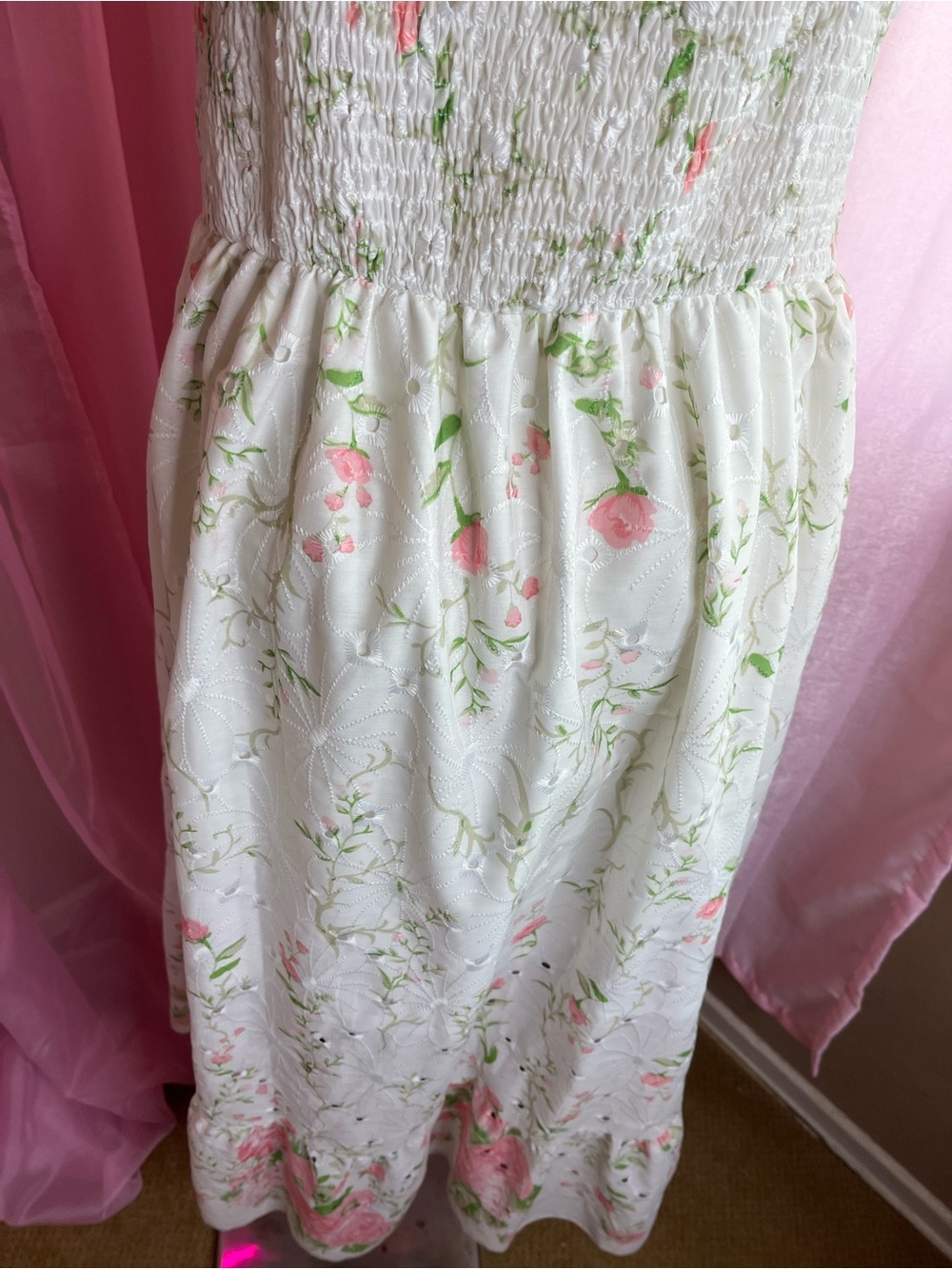 SHEIN White Maxi Dress with Pink Floral Print - Picture 8 of 9